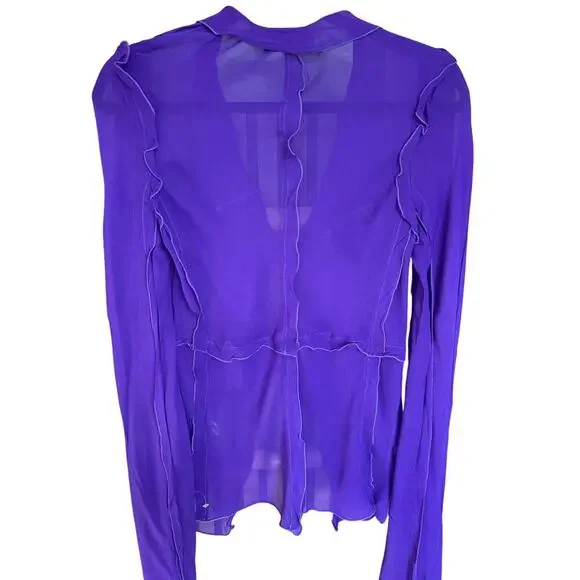 NWOT Rat And Boa Aphrodite Blouse Ruffle Semi Sheer Top In Purple Size Small - Picture 10 of 15